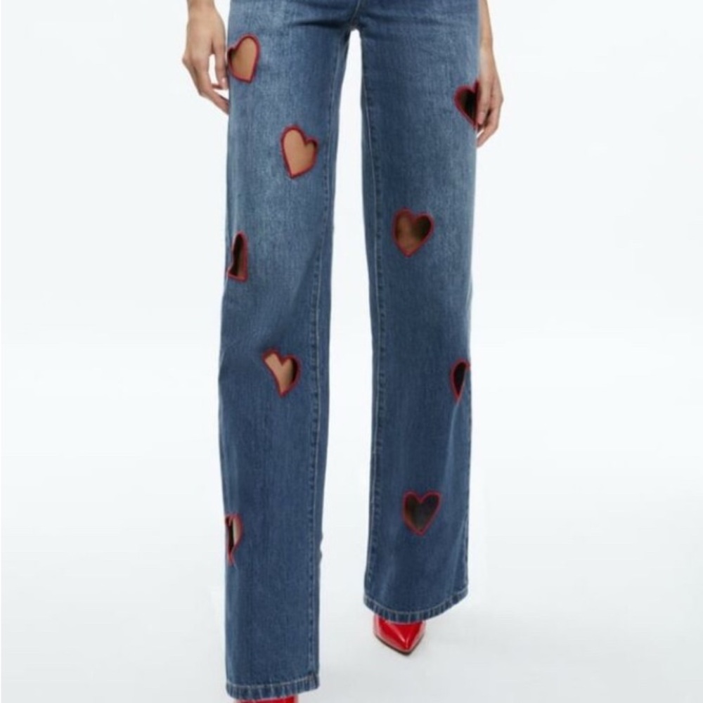 Alice + Olivia Denim Jeans with Red Stitching